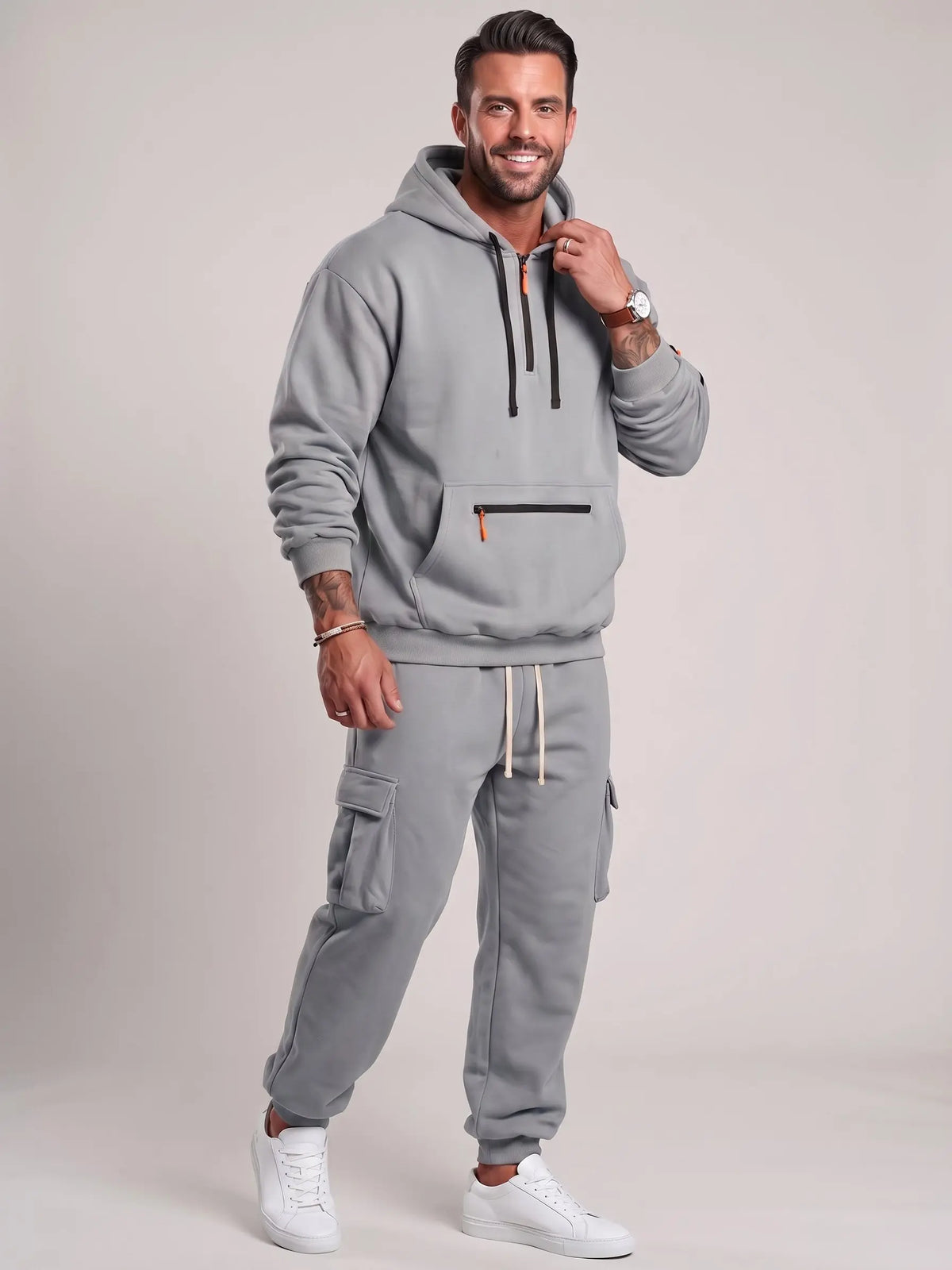 Men’s Hooded Two-Piece Set – Relaxed-Fit Top & Pants for Fall & Winter
