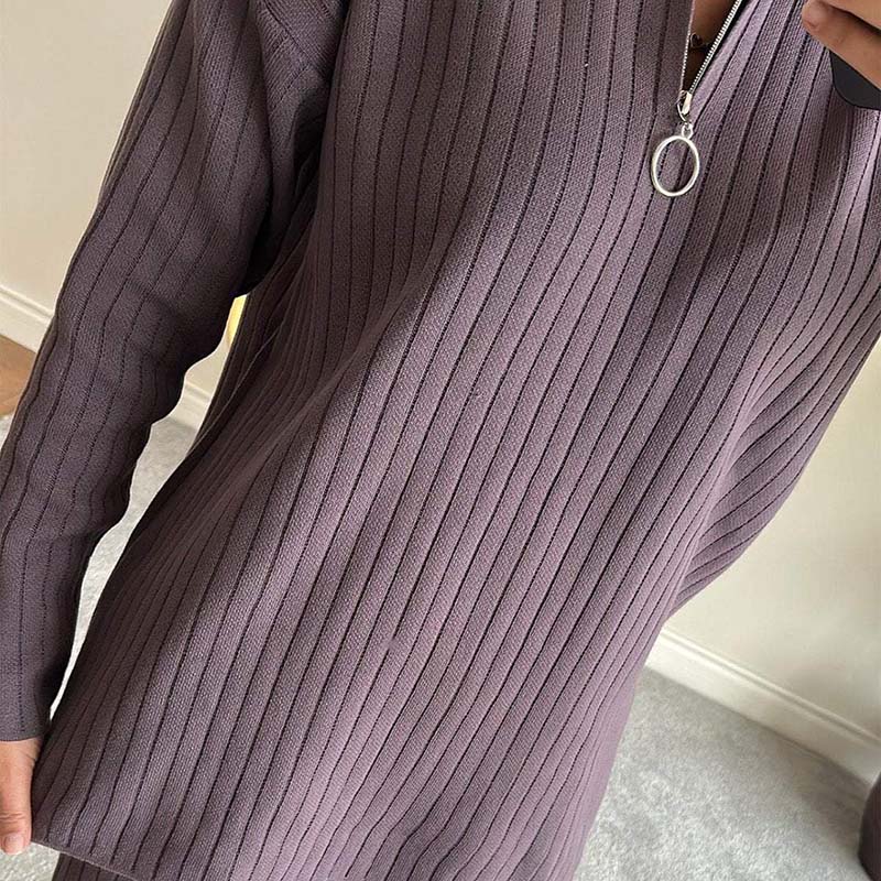 Women’s Cozy Knit Two-Piece Set with Side Slits for Fall & Winter